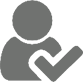 Gray icon of member with checkmark overlapping in front
