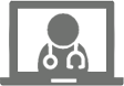 Gray icon of doctor on laptop screen 
